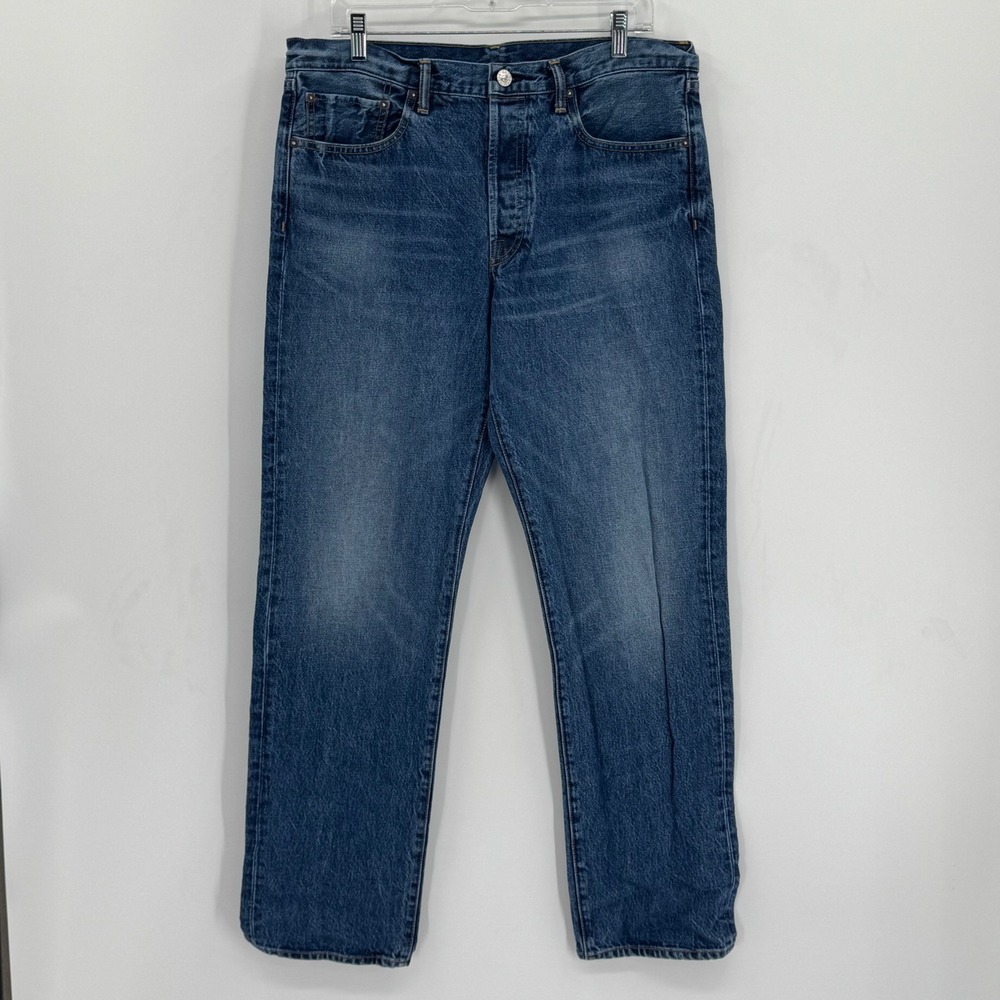 AYR The Normie Straight Leg Jeans Men Size 34x32 Blue Medium Wash Button Fly